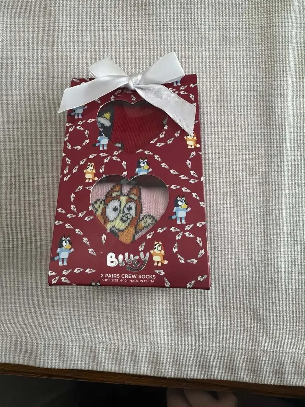 Bluey Valentine's Day 2-Pairs Crew Socks Gift Set Size 4-10